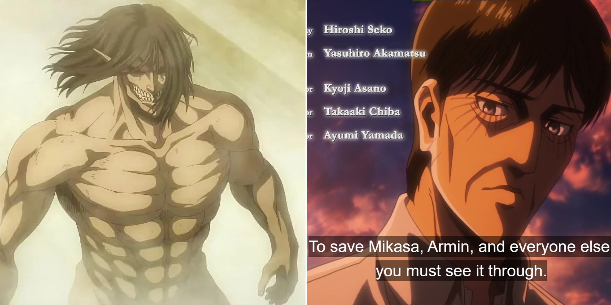 Kruger asks Grisha to save Mikasa and Armin in season 3 episode 21