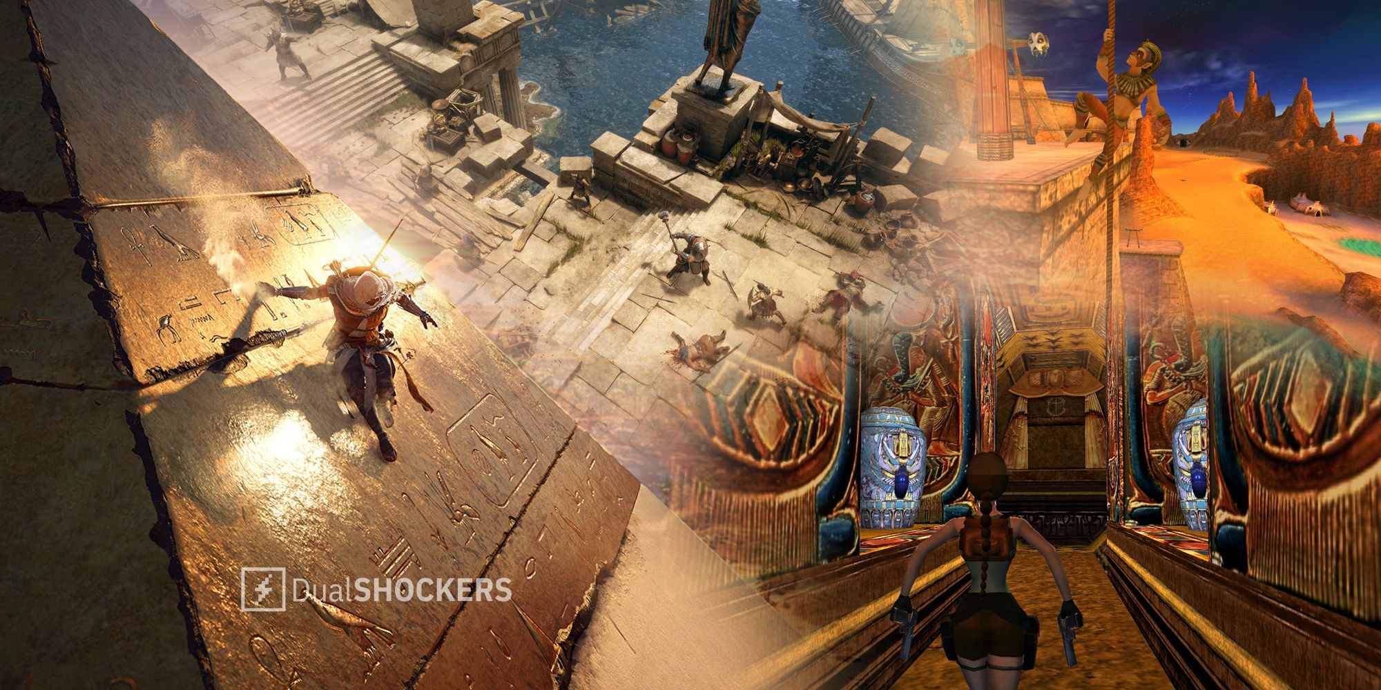 Assassin's Creed Origins, Tomb Raider: The Last Revelation, Sphinx And The Cursed Mummy, Titan Quest gameplay