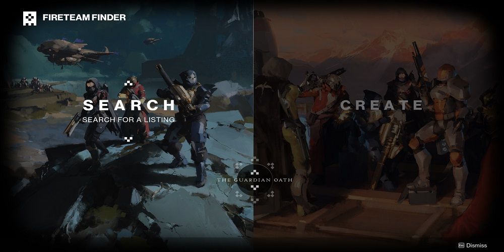 Main Screen of Fireteam Finder System in Destiny 2
