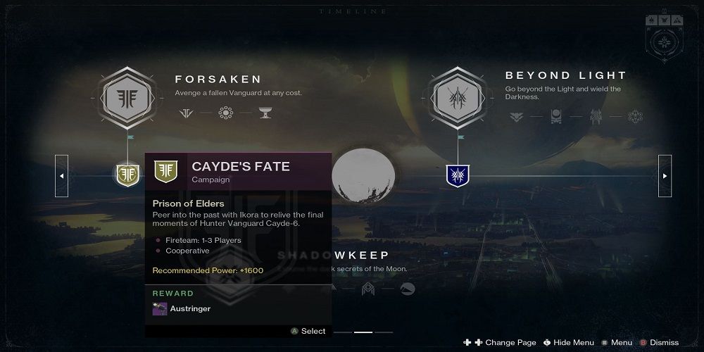 Timeline Reflections Screen Destiny 2