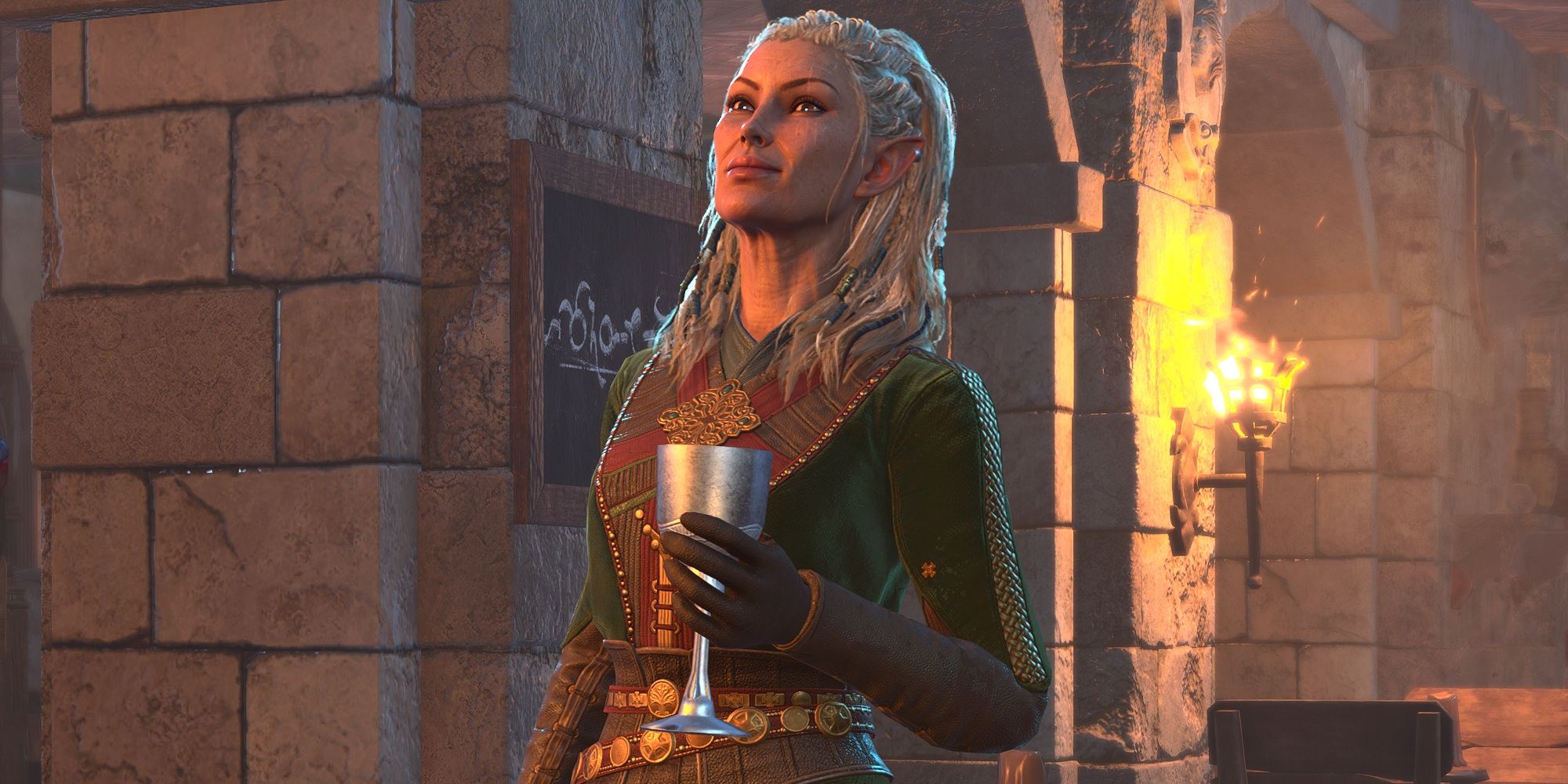 Baldur's Gate 3 Jaheira opens a conversation with the player character by proposing a toast