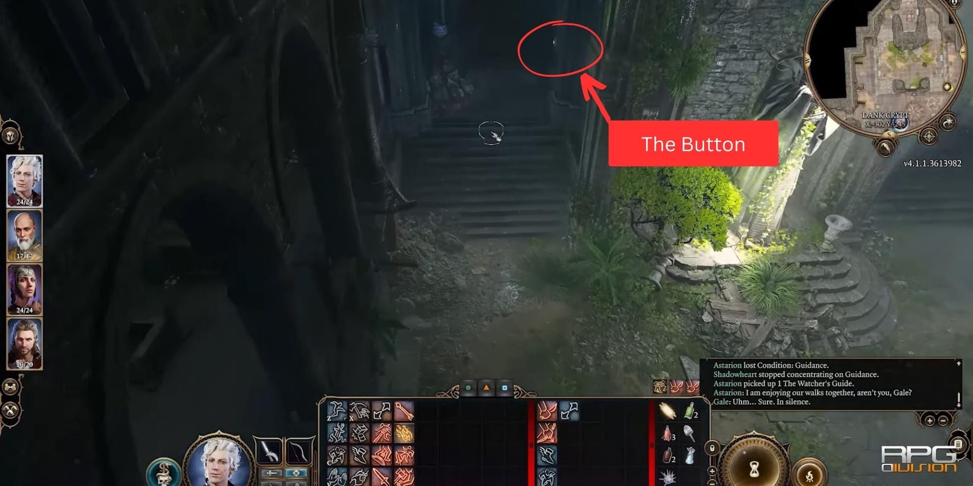 dank crypt location of hidden button in baldur's gate 3