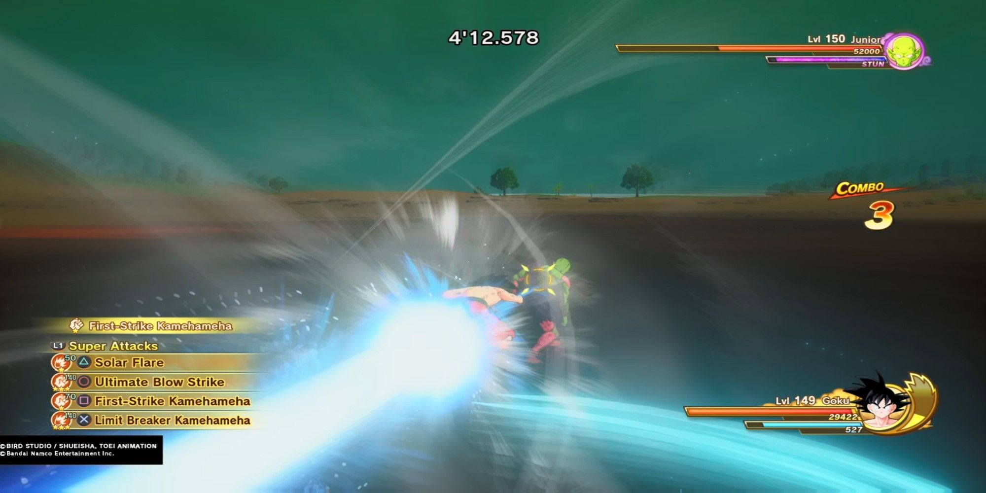 Dragon Ball Z Kakarot 23rd World Tournament DLC Kid Goku Using First-Strike Kamehameha Against Junior
