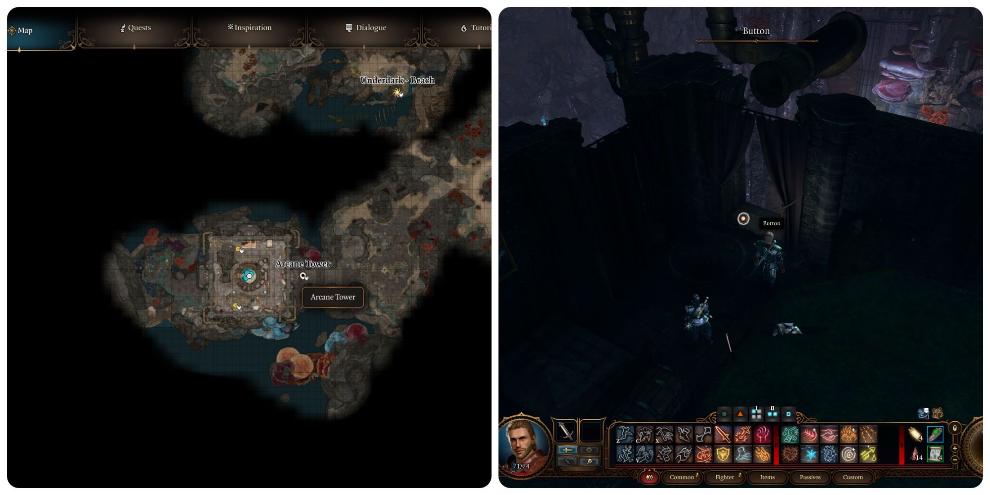 Arcane Tower Location On The Map & The Dog Collar Button 