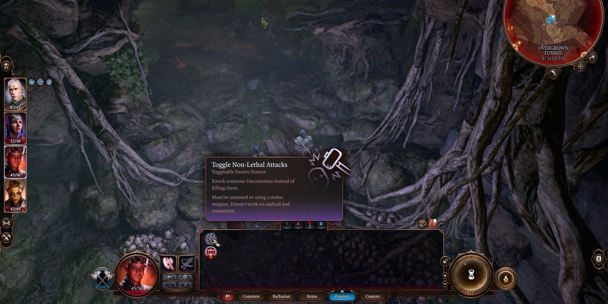 karlach with toggle non-lethal attack option on in baldur's gate 3