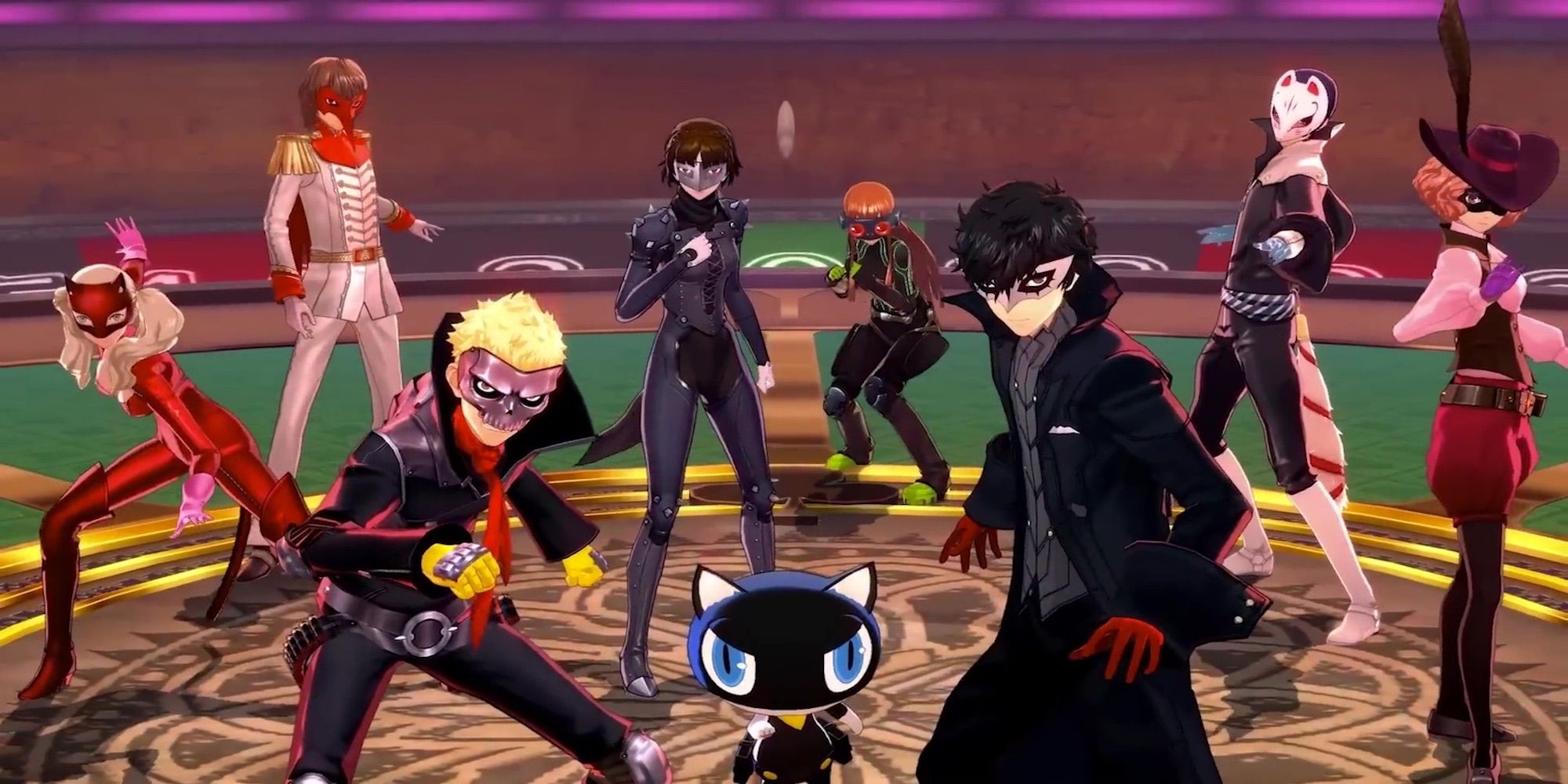 Main characters all gathered around (Persona 5 Royal)