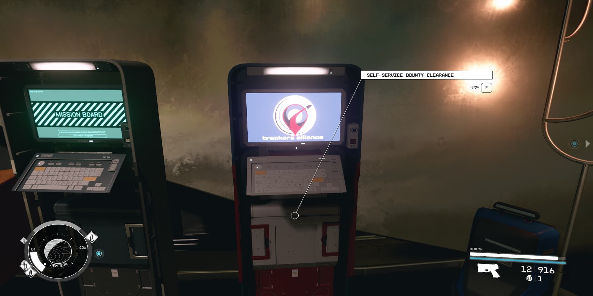 The Player Standing In Front Of The Bounty Clearance Kiosk