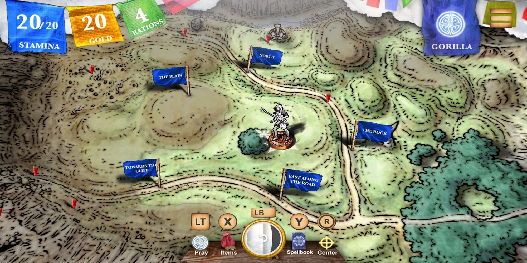 Map with paths leading to various routes (Sorcery!)