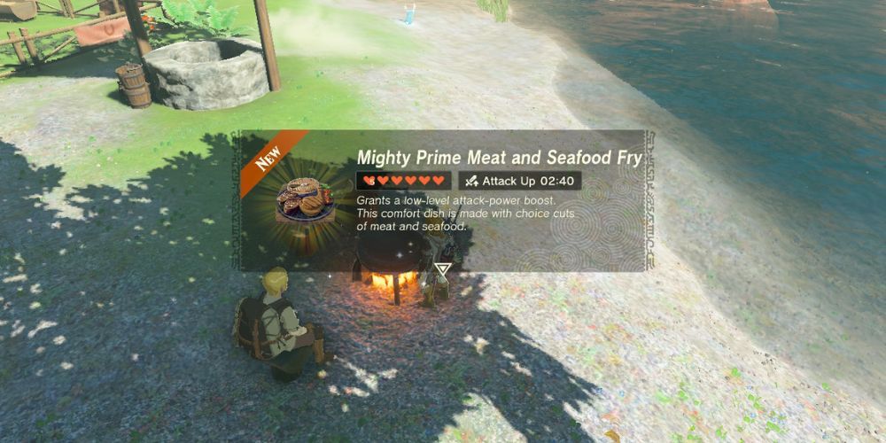 The Legend of Zelda Tears of The Kingdom Recipes - Prime Meat and Seafood Fry