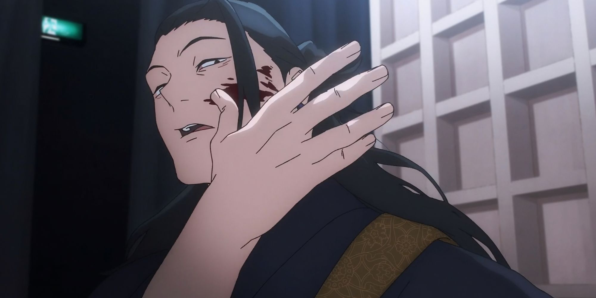 Suguru Geto jujutsu Kaisen with blood on his face