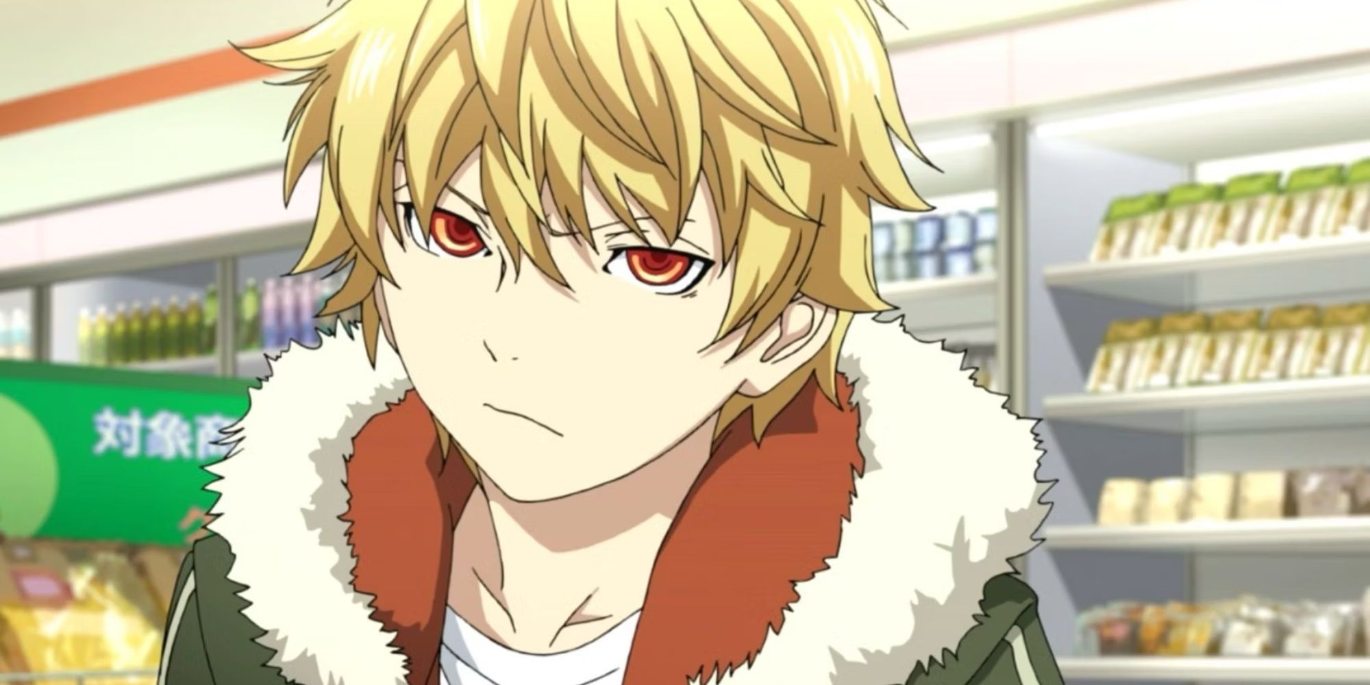 Yukine looking furious while standing inside a convenience store