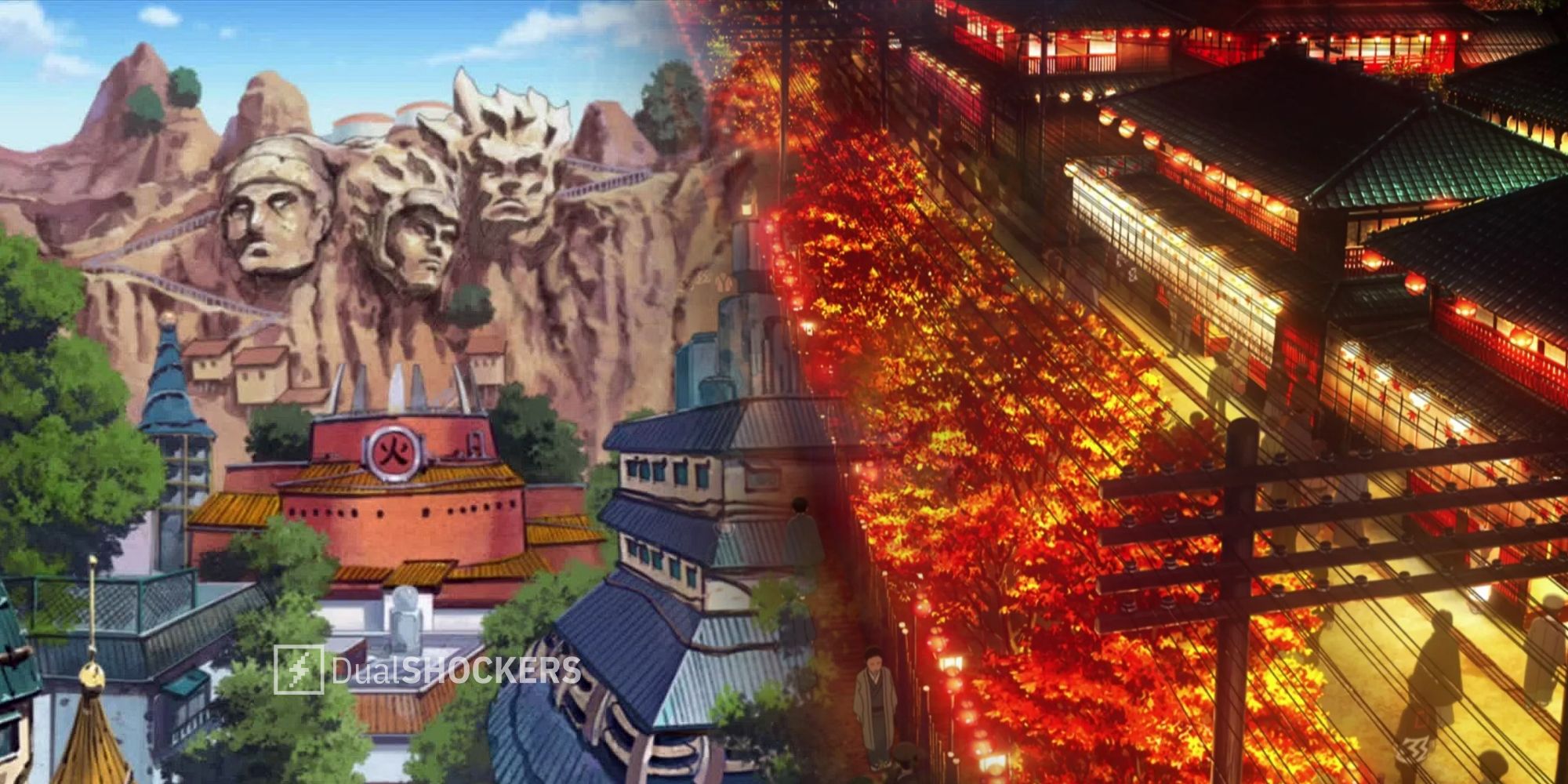 Hidden Leaf Village in Naruto, Entertainment District in Demon Slayer anime locations
