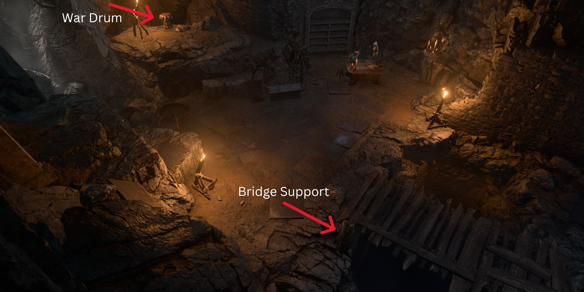 A highlighted War Drum and Bridge Support in Minthara's Office