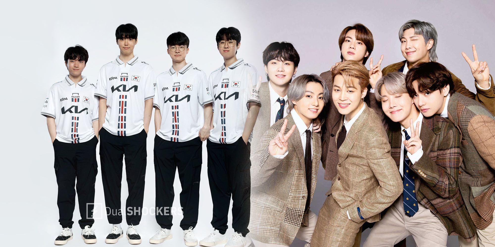 Esports Team Korea League of Legends and k-pop BTS group