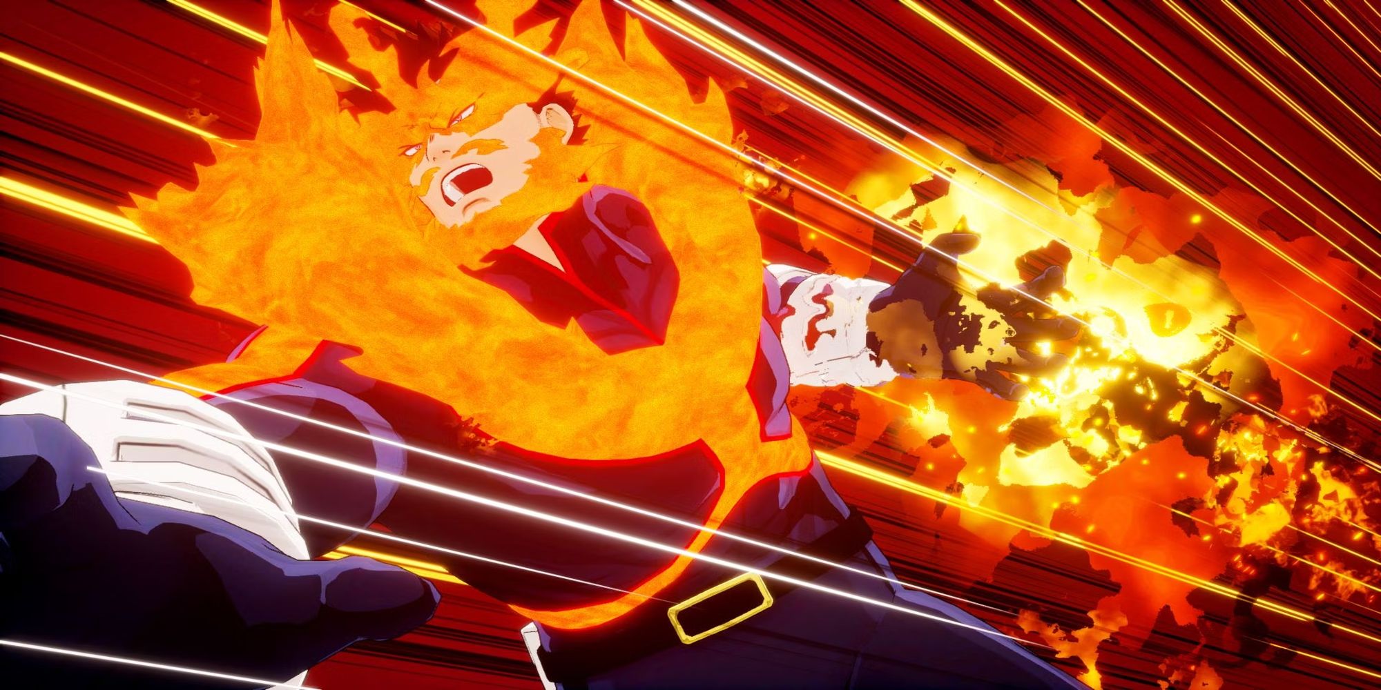 My Hero Academia Endeavor striking with flaming attack