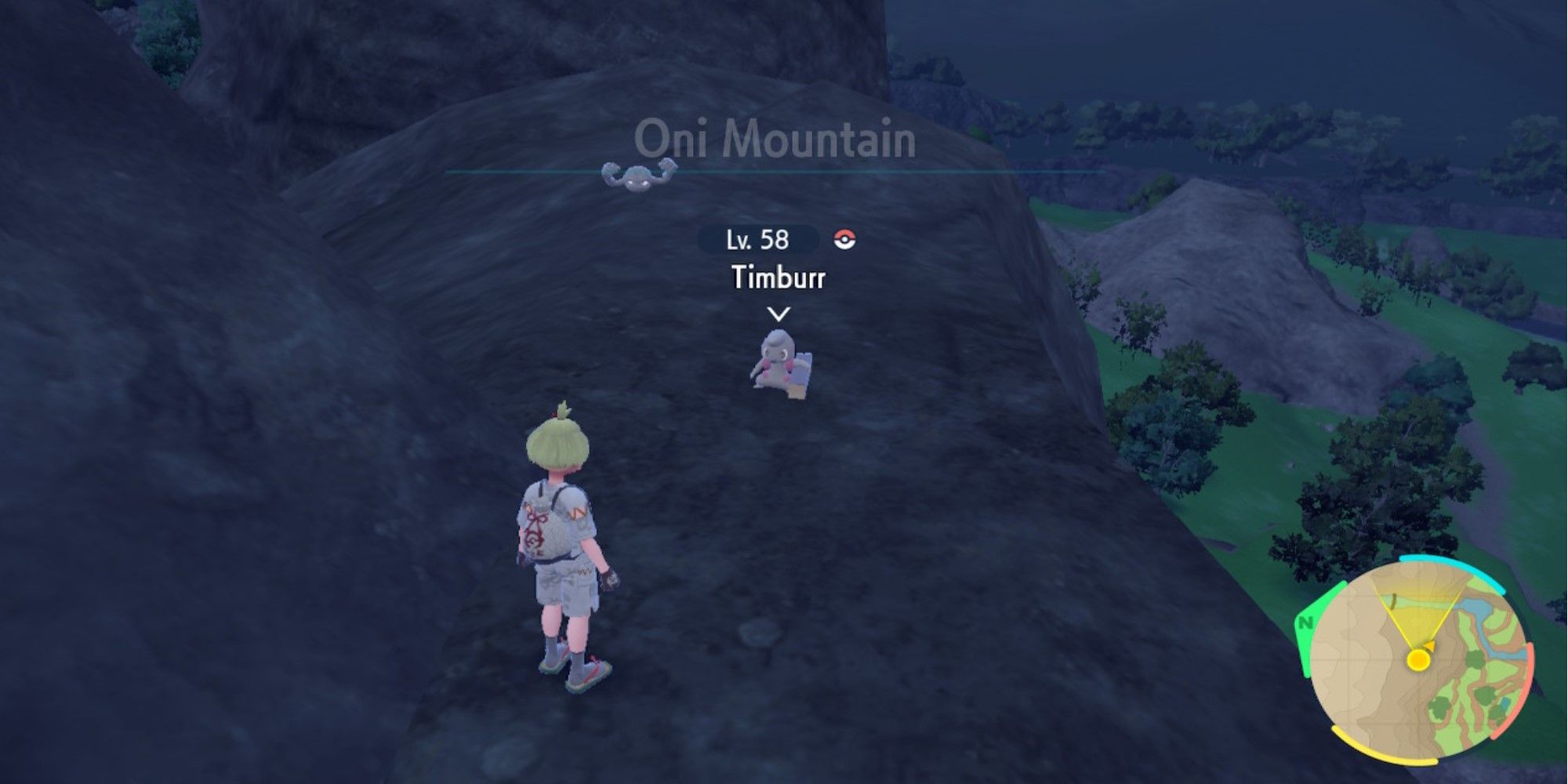 Pokemon Scarlet & Violet DLC Timburr On Oni Mountain At Night