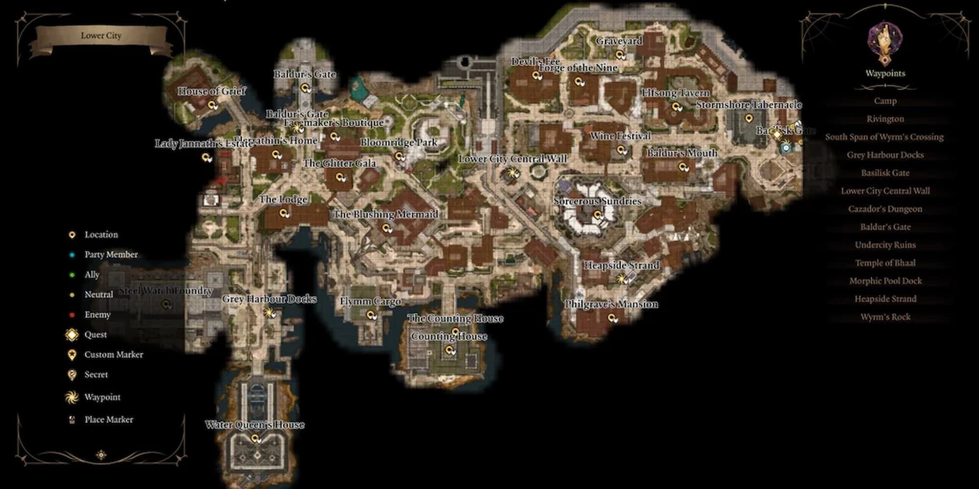 The Entire City Of Baldur's Gate On The Map