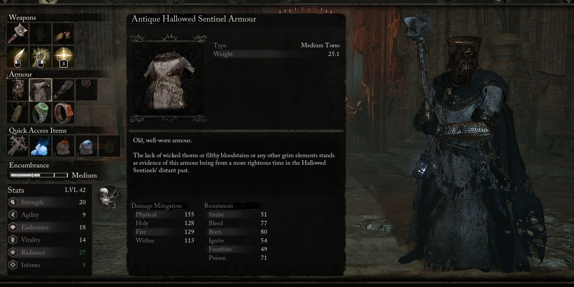 Antique Hallowed Sentinel Armor Set in lords of the fallen