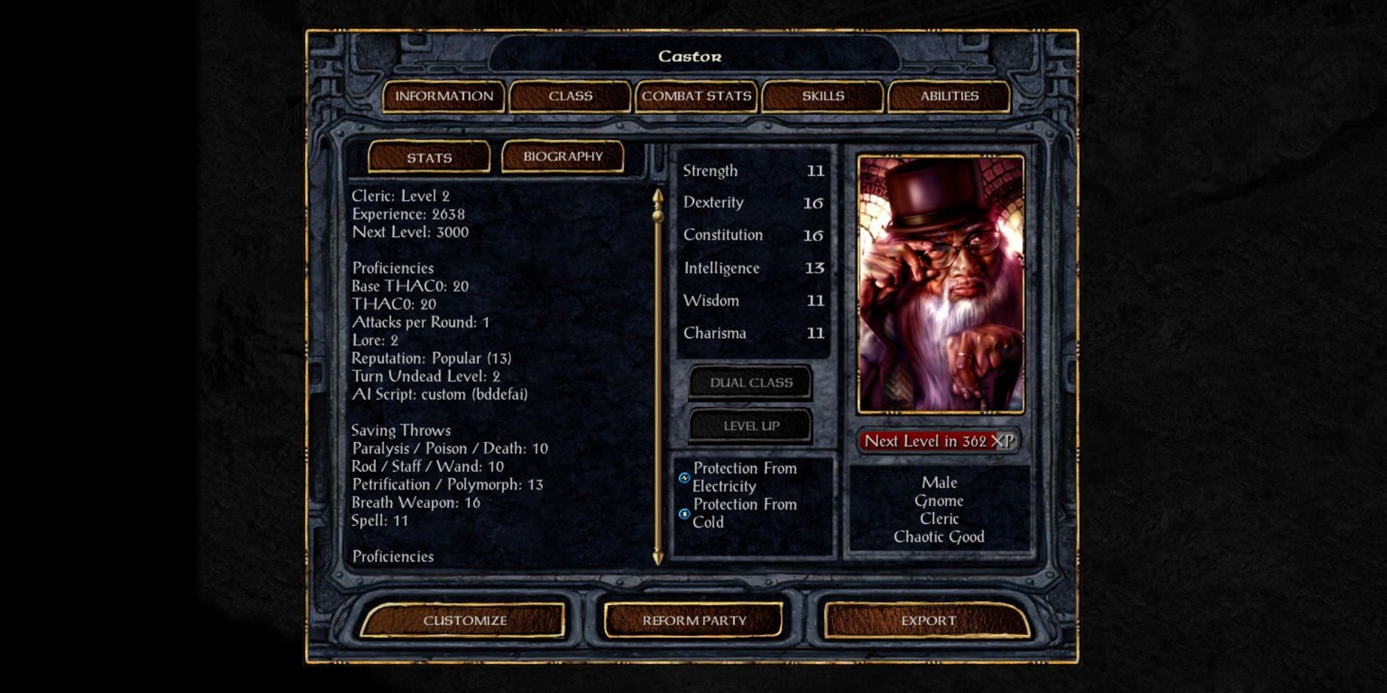 Baldur's Gate Character Sheet