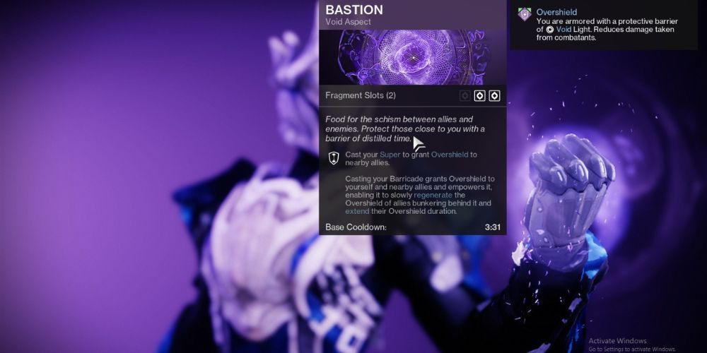 Bastion, Destiny 2, Best Void Aspects