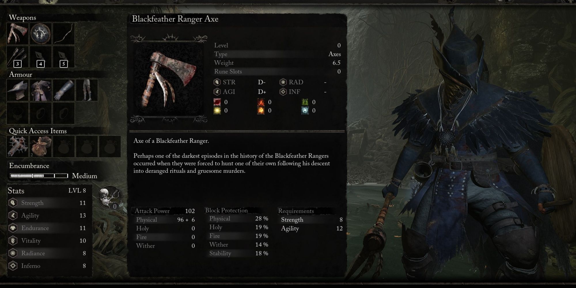 Blackfeather Ranger Armor Set in lords of the fallen