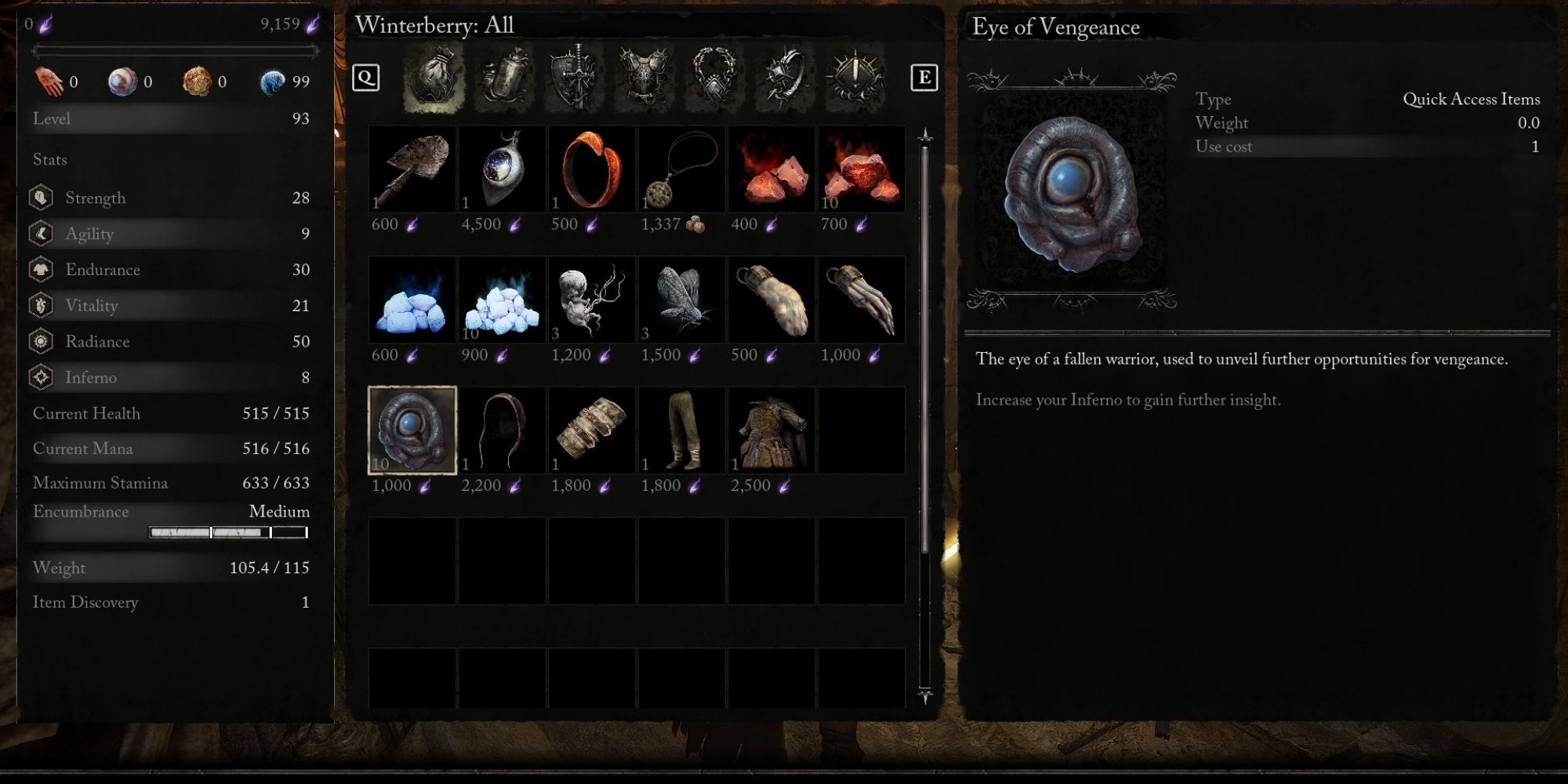 buying eye of vengeance in lords of the fallen