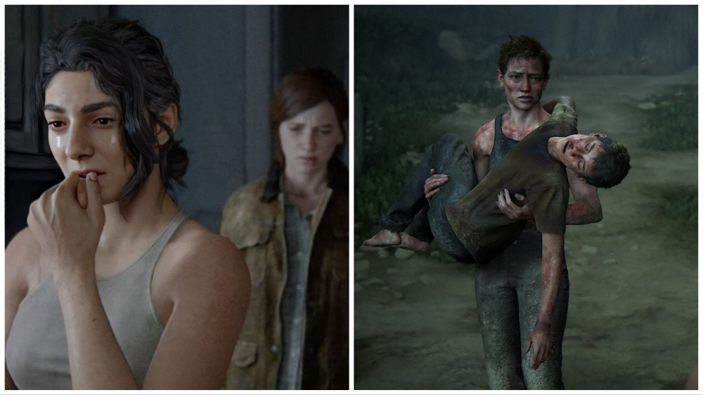 Left - Ellie and Dina, Right - Abby and Lev from the last of us part 2