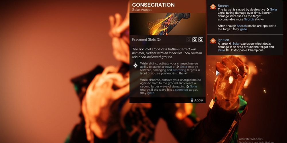 Consecration, Destiny 2, Best Solar Aspects