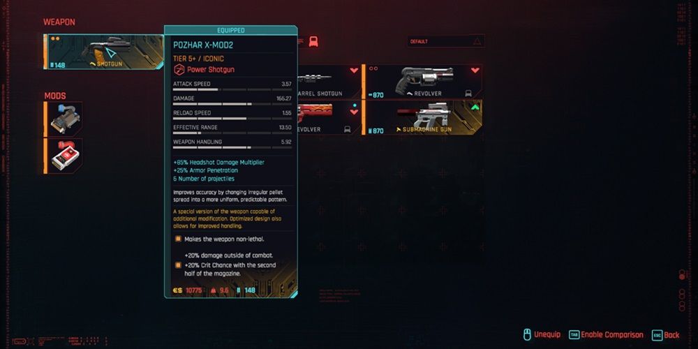 Cyberpunk 2077 Pozhar X-Mod2 Stats