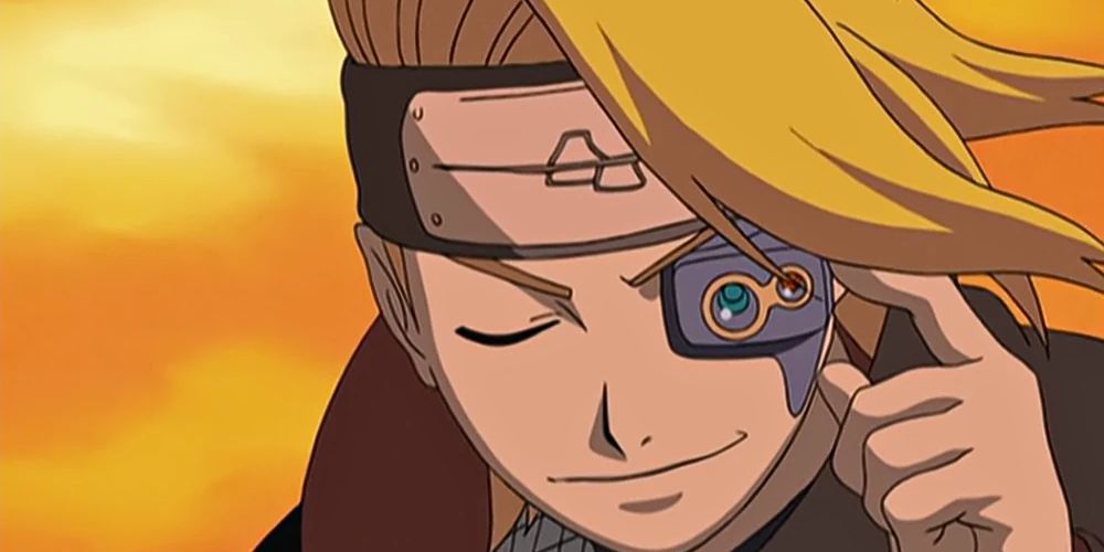 Deidara using scope on his left eye