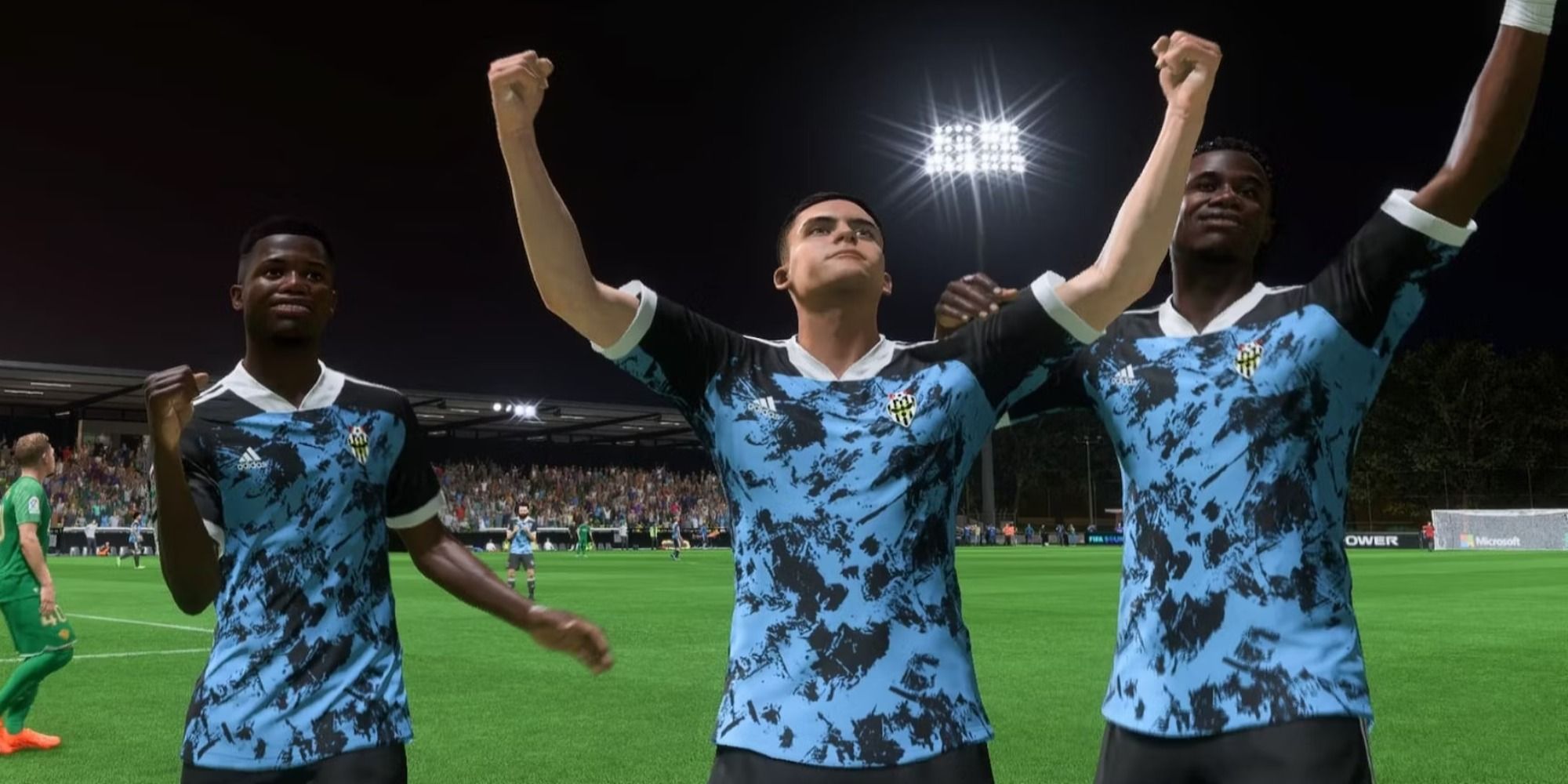 Ansu Fati, Florian Wirtz, and Eduardo Camavinga Celebrating in FIFA 23 Career Mode