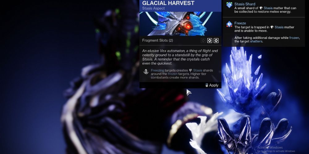 Glacial Harvest, Destiny 2, Best Stasis Aspects