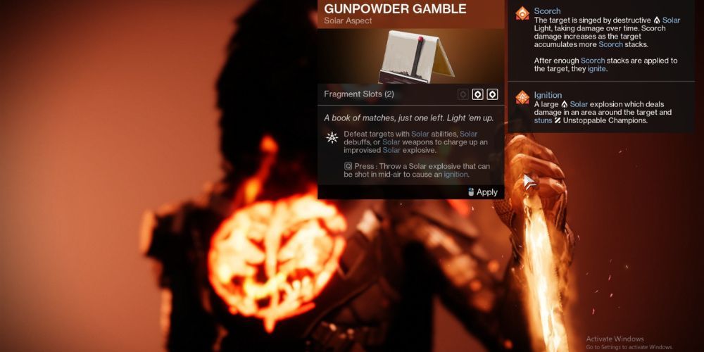 Gunpowder Gamble, Destiny 2, Best Solar Aspects