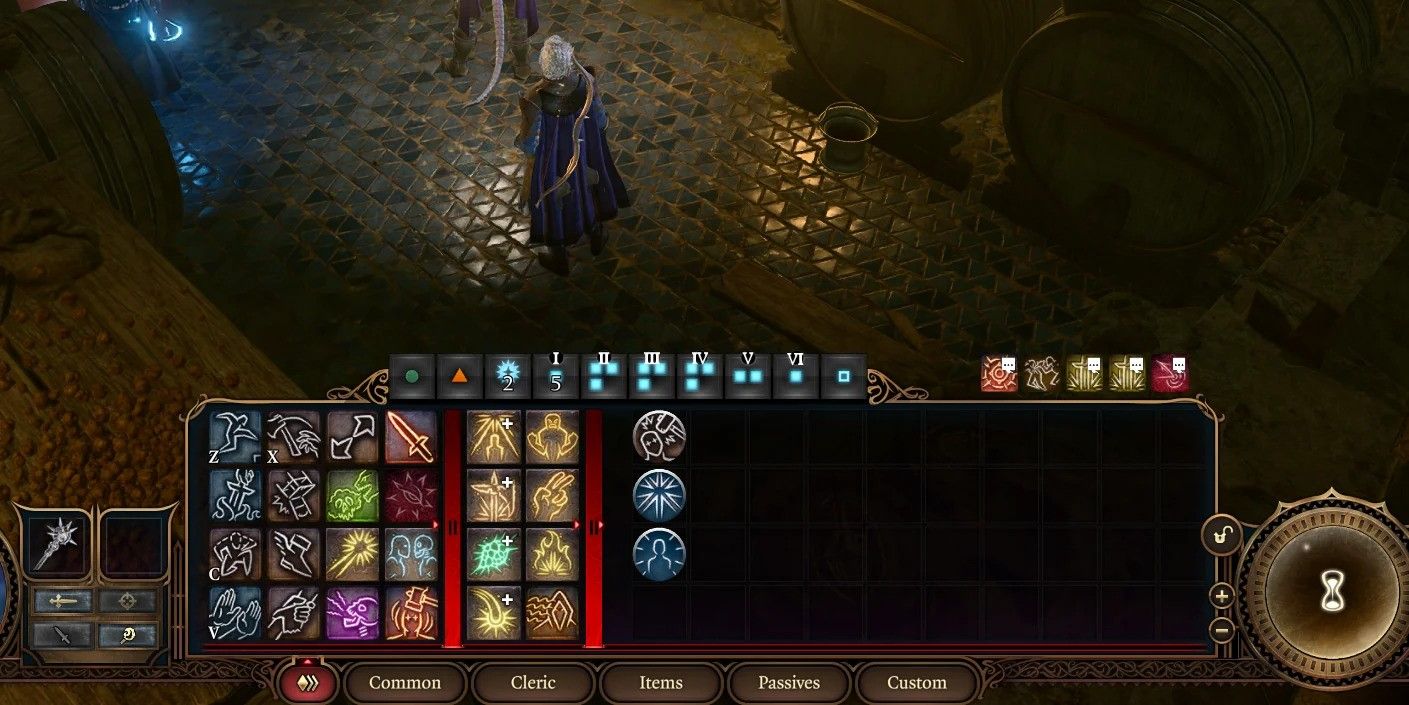 The ability hotbar in Baldur's Gate 3.