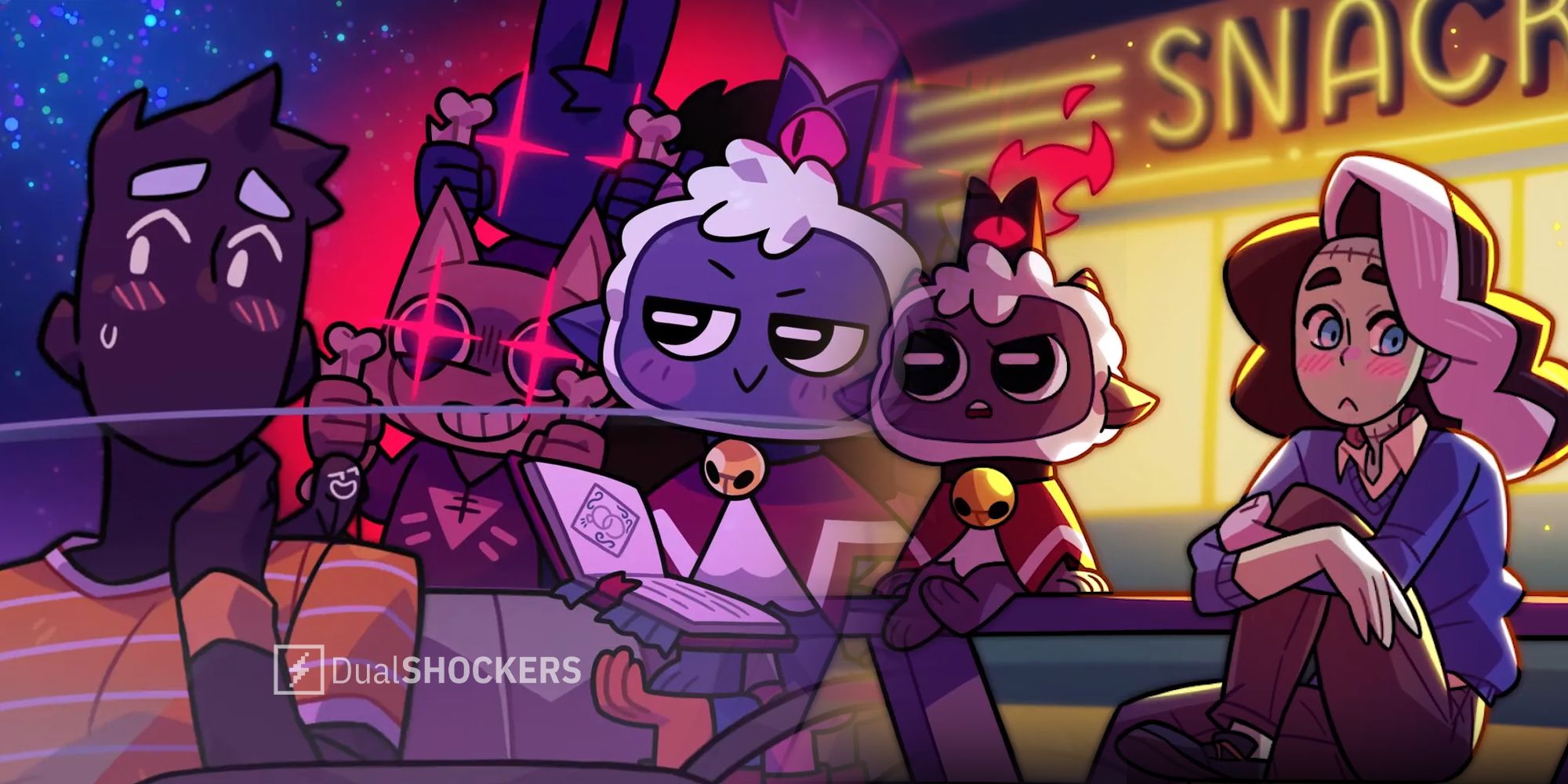Cult Of The Lamb and Monster Prom 3: Monster Roadtrip crossover gameplay