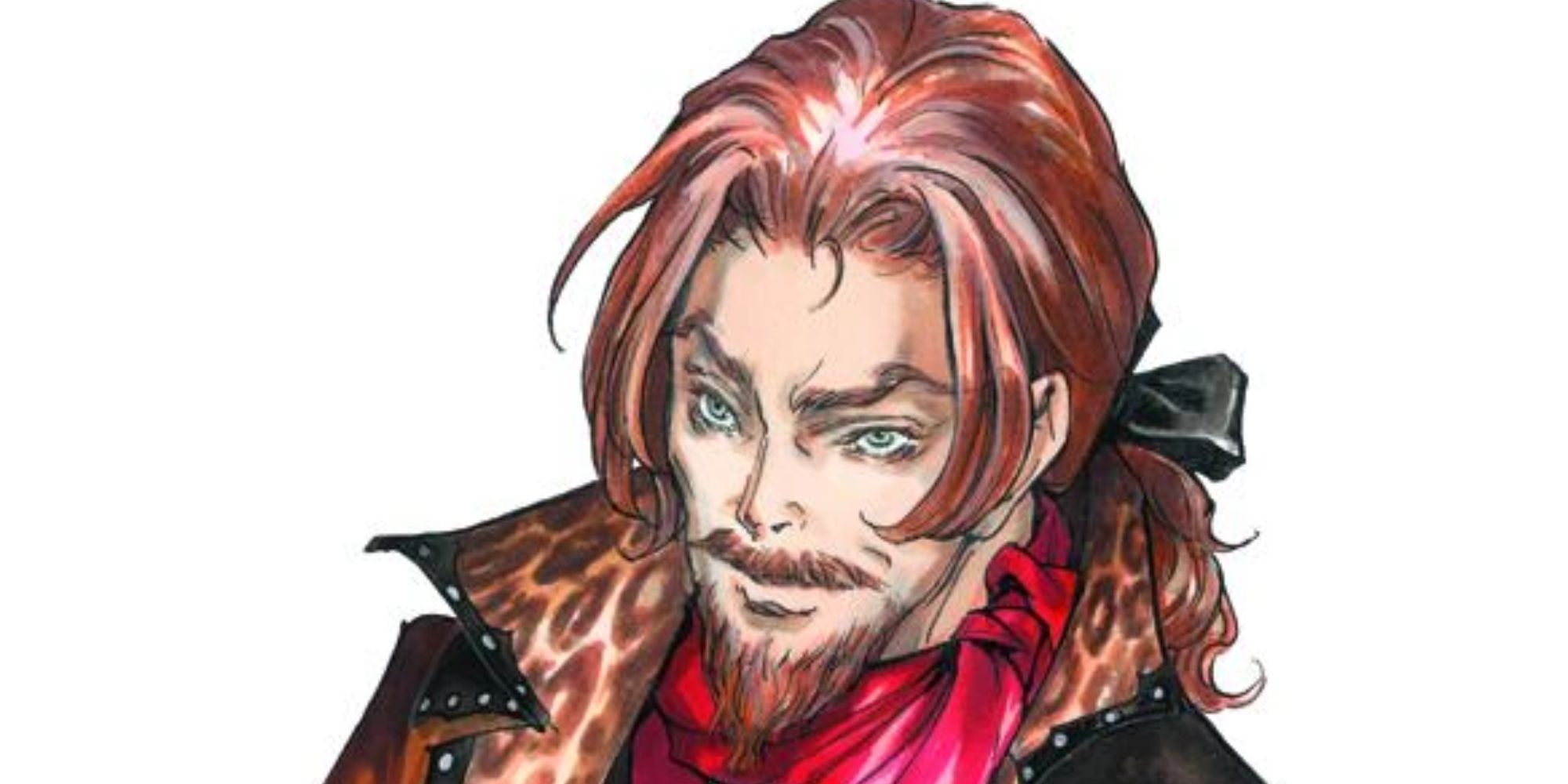 Still of Julius Belmont from Castlevania with red hair and a beard