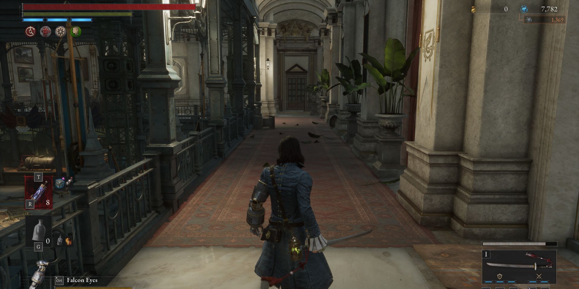 Image of the pathway to the third phone in the Grand Exhibition Gallery in Lies of P.