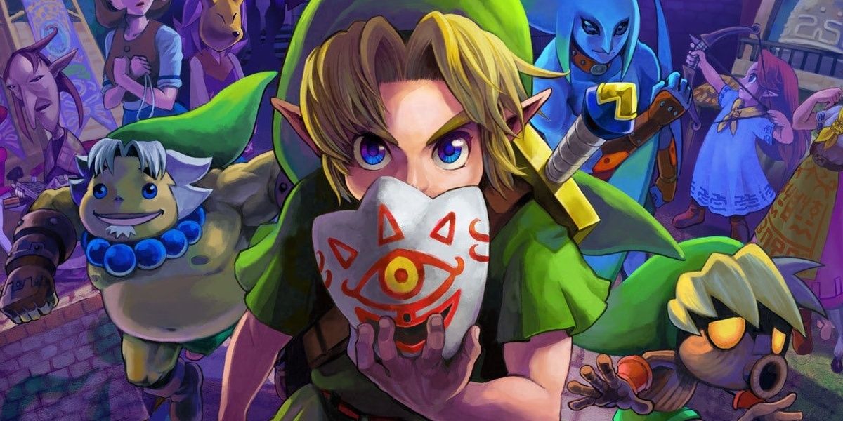 Majora's Mask 3D Art Link Holding The Mask To His Face