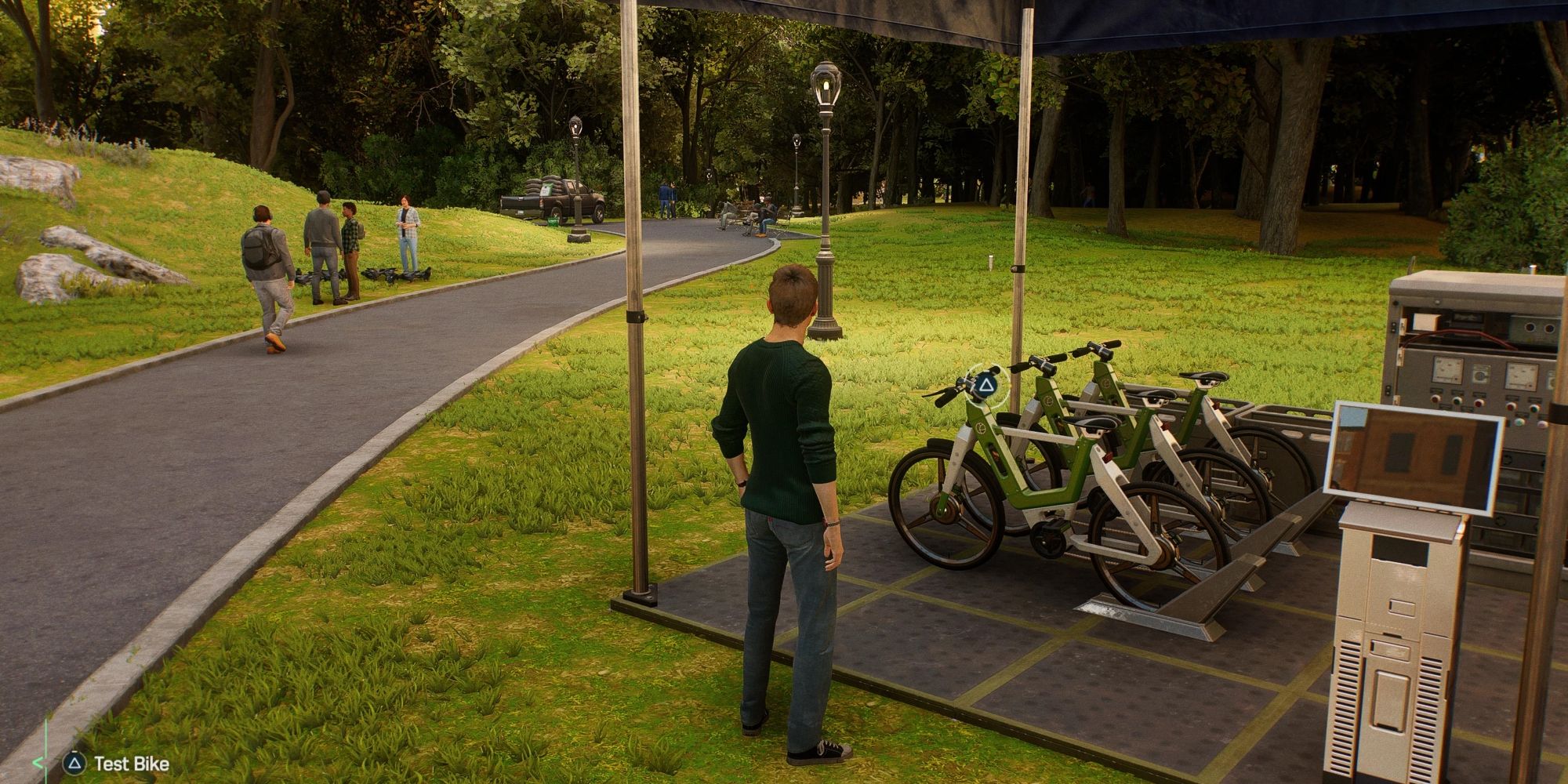 Marvel's Spider-Man 2 Peter In Front Of Bikes During EMF Experiment