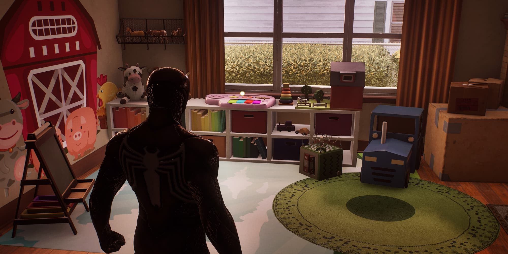 Peter Standing In Front Of Children's Toys In Dr. Connor's House