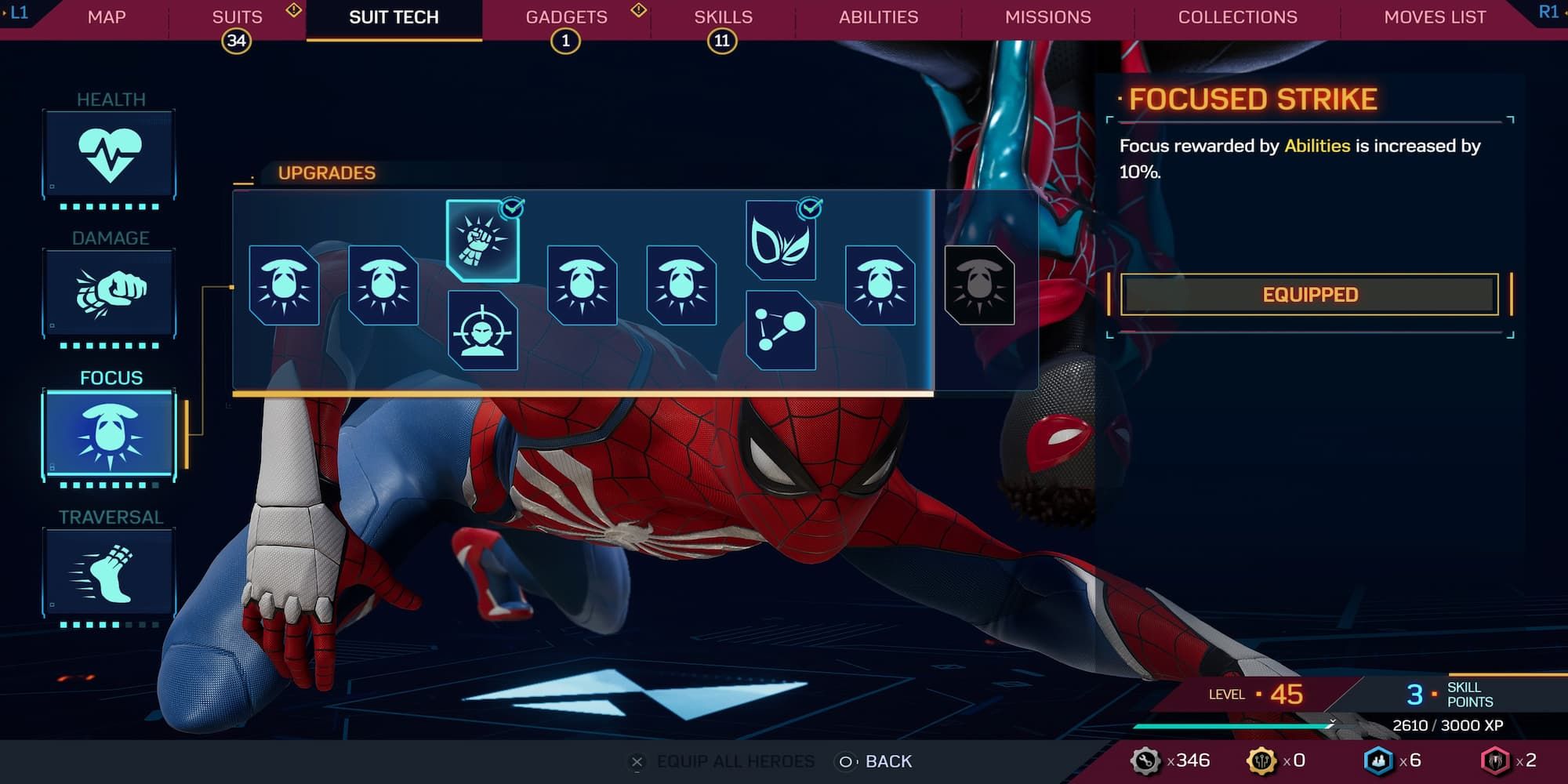 The Focused Strike ABility In The Suit Tech Menu