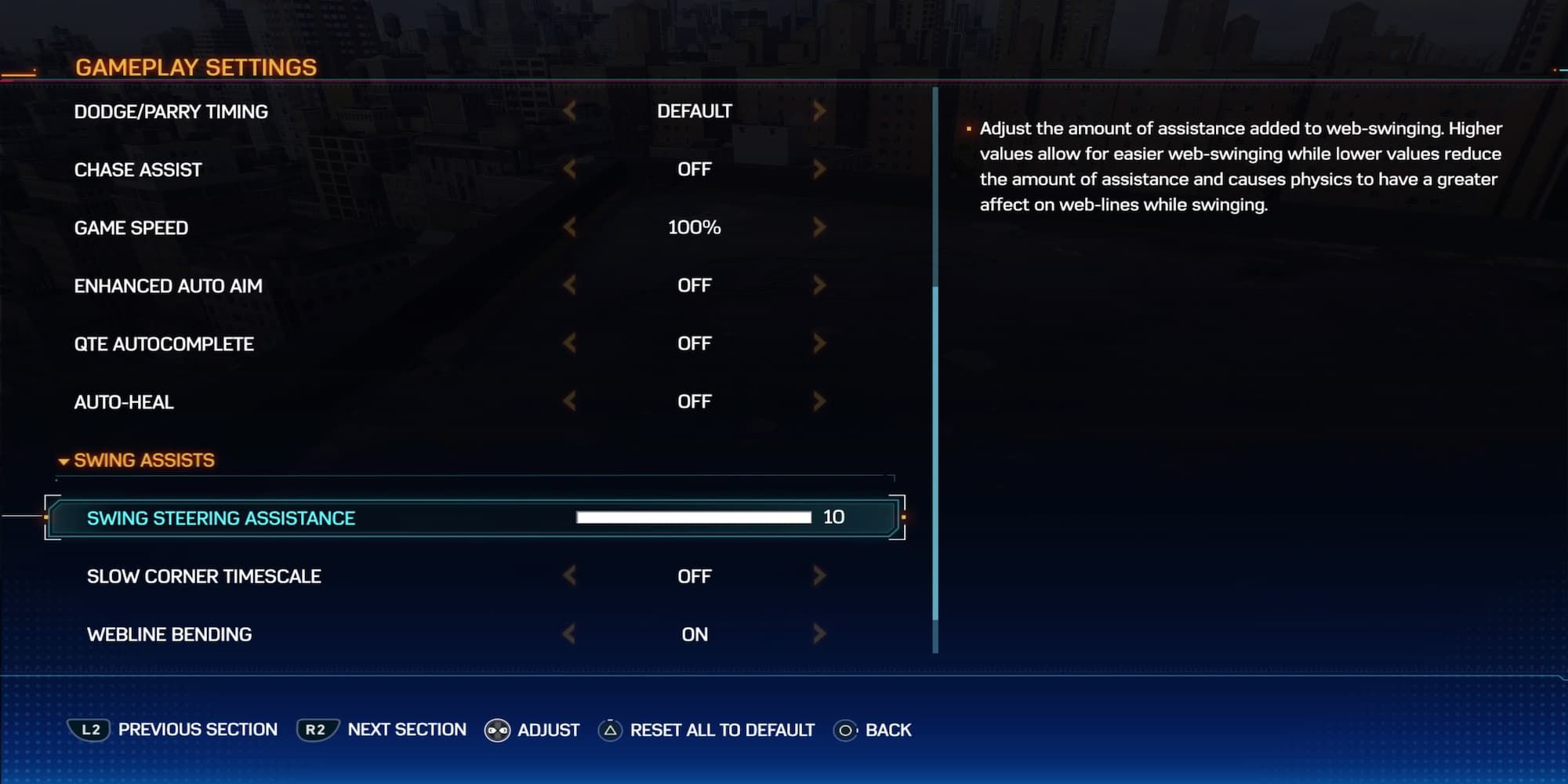 Swing Steering Assitance Option In Menu