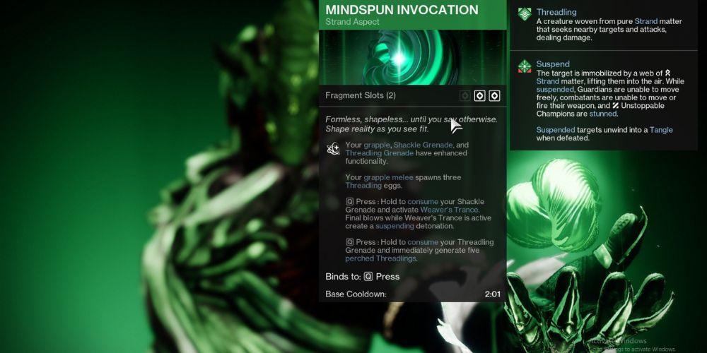 Mindspun Invocation, Destiny 2, Best Strand Aspects