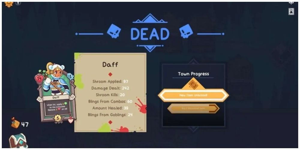 Wildfrost death screen