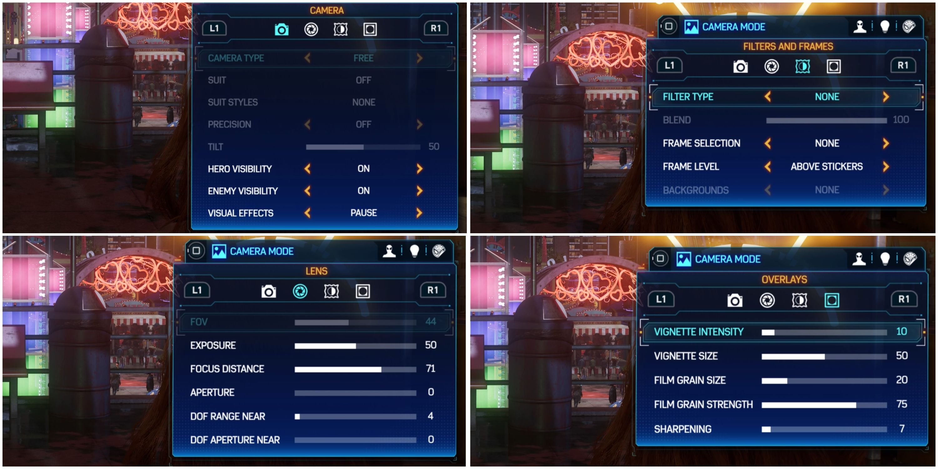 Photo Mode _ Camera Mode _ Submenus _ Spider-Man 2 Submenus