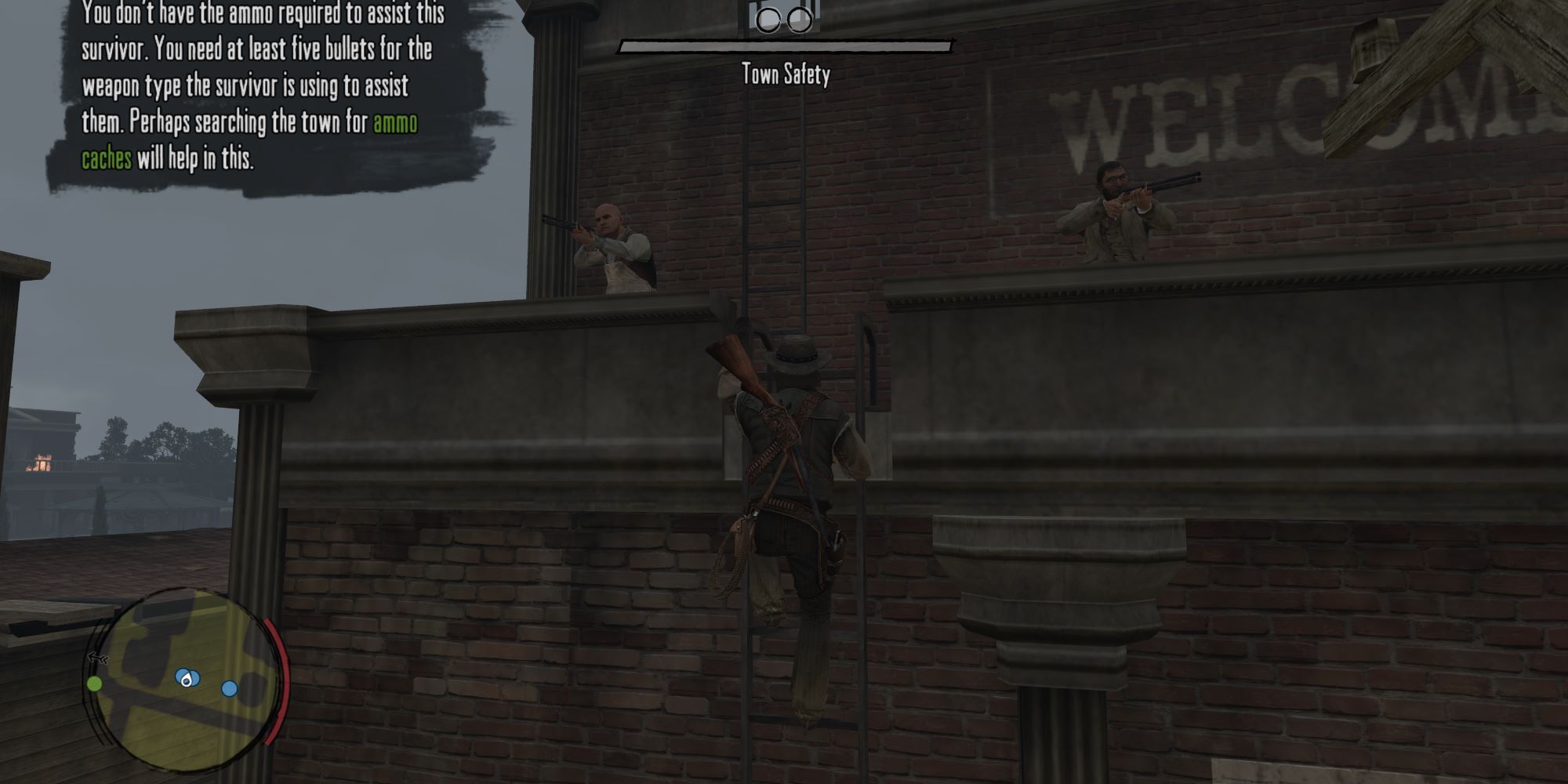 Red Dead Redemption Undead Nightmare John Marston Climbing Blackwater Roof During Zombie Outbreak