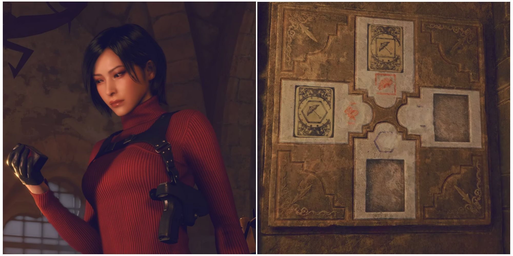 Resident Evil 4 Separate Ways Ada Wong Holding Red Ink And Solved Lithograph Puzzle