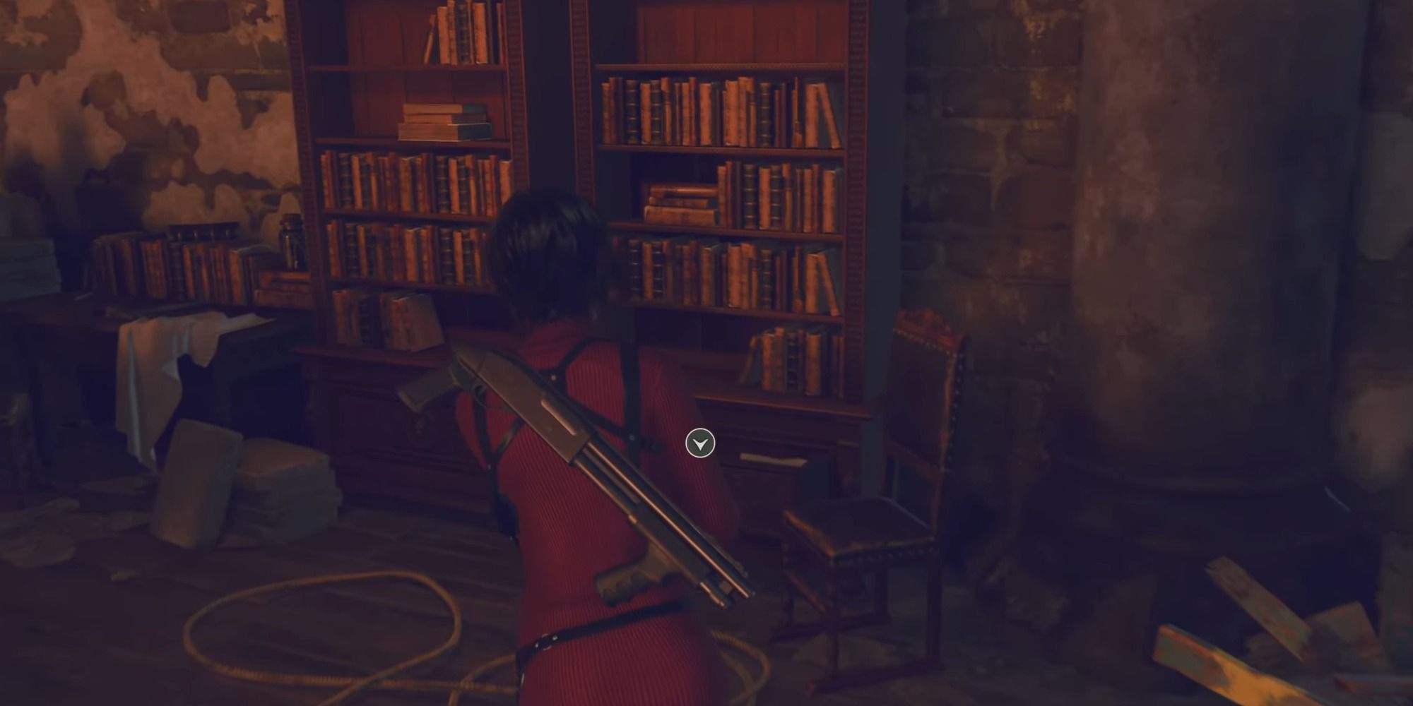 Resident Evil 4 Separate Ways Ada Wong Reaching Toward A Book Shelf