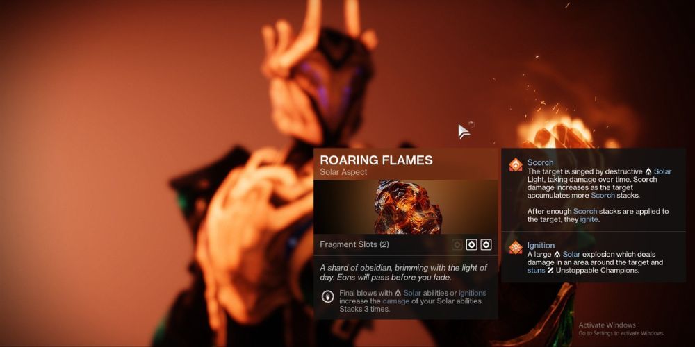 Roaring Flames, Destiny 2, Best Solar Aspects