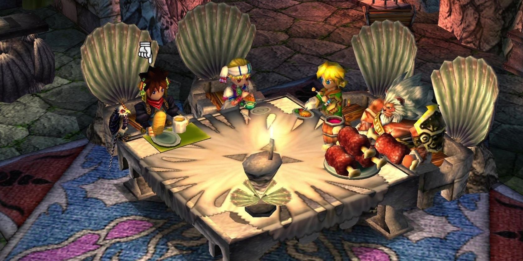 Ryudo and the gang eat in Grandia 2 Cropped